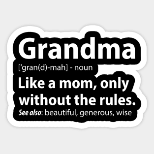 Grandma Definition, Funny Gift for Grandmother Sticker